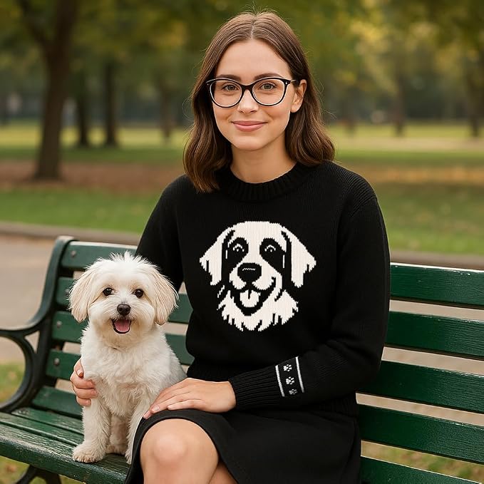 Custom Dog Knit Sweater for Women Personalized Pet Paw Print Pullover Dog Mom - Image 5