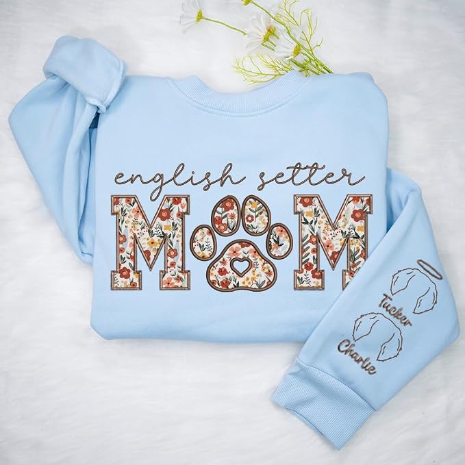 CHILLEVER Personalized Embroidered Dog Mom Sweatshirt, Dog Mama Crewneck - Image 3