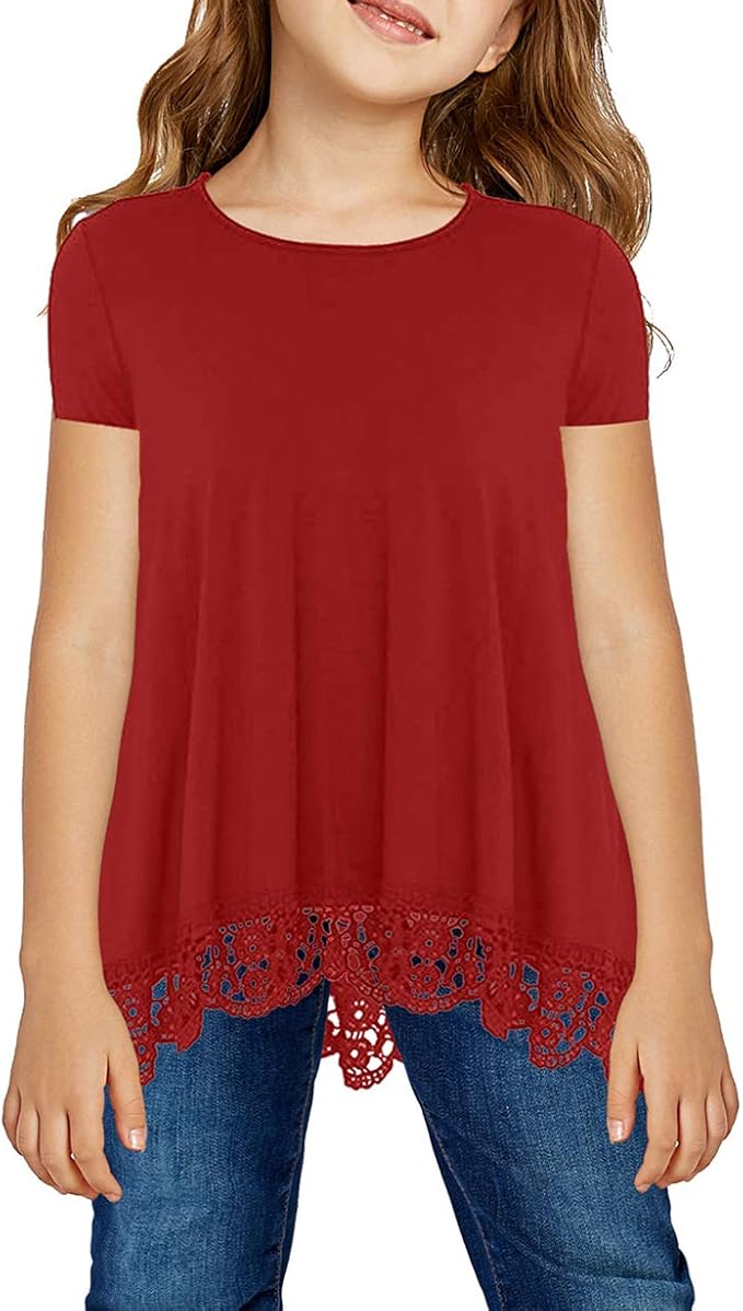 storeofbaby Girls Casual Tunic Tops Short Sleeve Loose Soft Blouse T-Shirt by storeofbaby