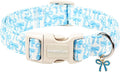 Lionet Paws Summer Dog Collar- Cute Blue Bow Dogs Collar by lionetpaws
