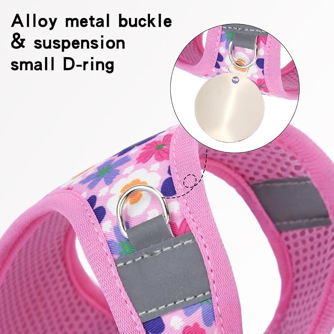 Step in Dog Harness and Leash Set, Flower Adjustable Easy Walk Puppy Harnesses - Image 2