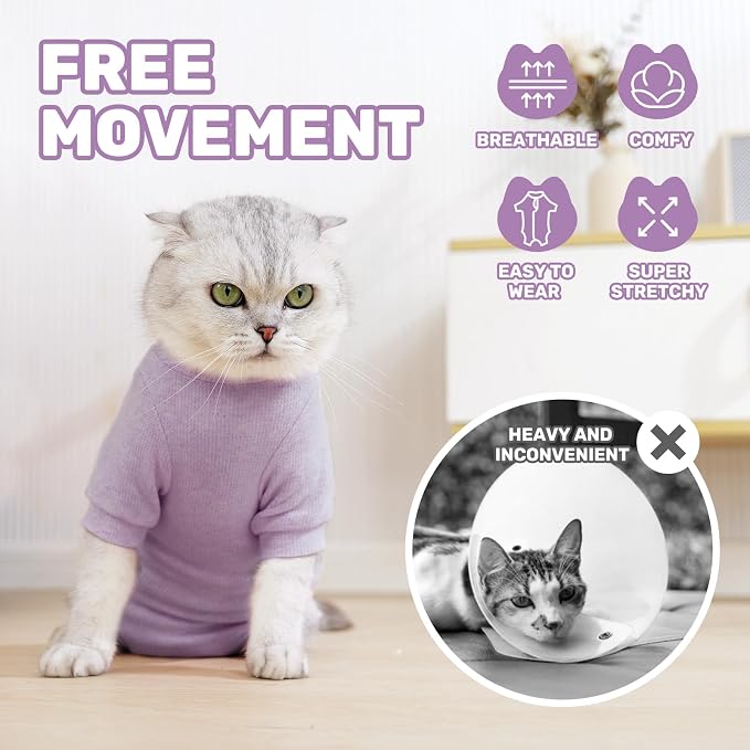 Breathable Cat Recovery Suit for Female/Male, Anti-Licking Kitten Onesie - Image 2