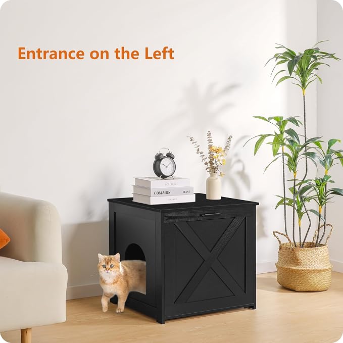 Dwanton Cat Litter Box Furniture Hidden, Cat Litter Box Enclosure, Reversible - Image 3