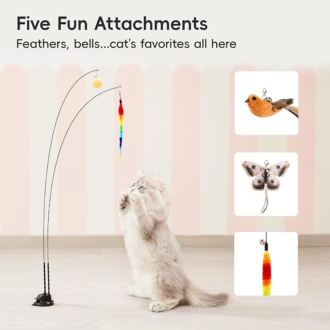 Potaroma Suction Cup Cat Wand Toys, Dual-Wand Interactive Kitten Toy - Image 5