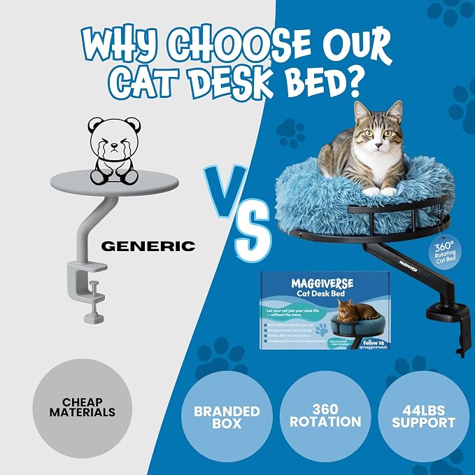 Cat Desk Bed – 360° Rotating Hammock Mount - Image 2