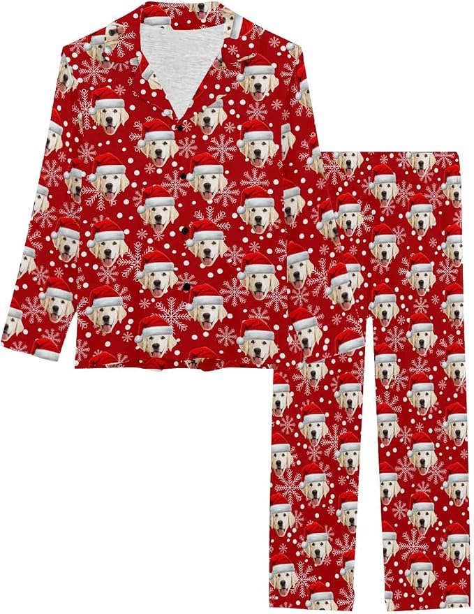 MyPupSocks Custom Face Pajamas for Women Set, Personalized Photo Long Sleepwear - Image 3