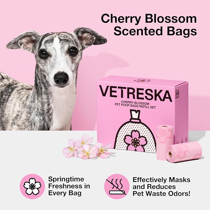 VETRESKA Cherry Blossom Scented Dog Poop Bags, Leak Proof, Extra Thick and - Image 5