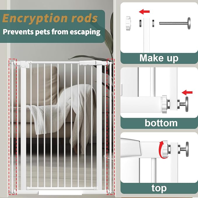 40.55" Tall, 34.05-45.86 Inch Wide, 1.37" Ultra Narrow Spacing Dog Pet Baby - Image 7