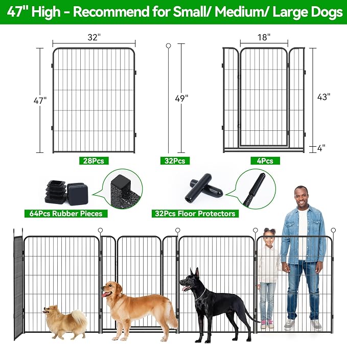 Dog Playpen Outdoor Extra Wide 32 Piece Panels Heavy Duty Dog Fence 47" Height - Image 4