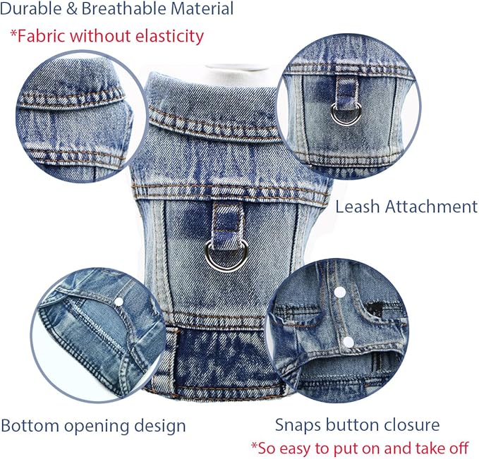 Puppy Clothes for Small Dogs Boy, Classic Western Denim Dog Coat, Dog Jeans - Image 4