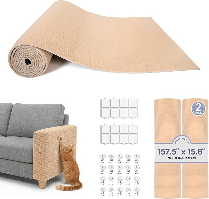 2 Pack Cat Scratcher Mat Roll for Furniture & Couch Protection | Total 157.5" x by BOLIAN