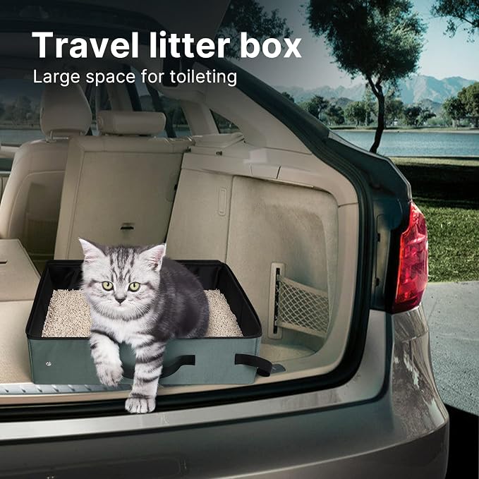 Portable Litter Box for Cats Kitten Foldable Travel Litter Box - Image 7