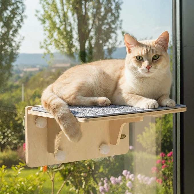 Pecute 2-in-1 Cat Window Perch & Wall Shelves, Cat Hammock Window by pecute