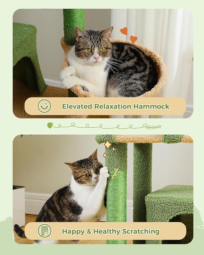 53-Inch Green Cat Tree with 2 Condos - Image 5