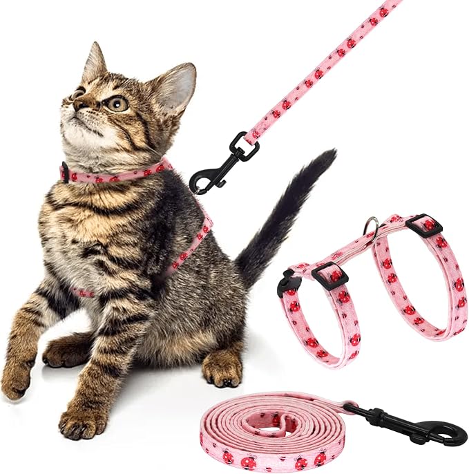 Cotton Cat Harness and Leash Set, Escape-Proof Adjustable Soft Harness by Giecooh