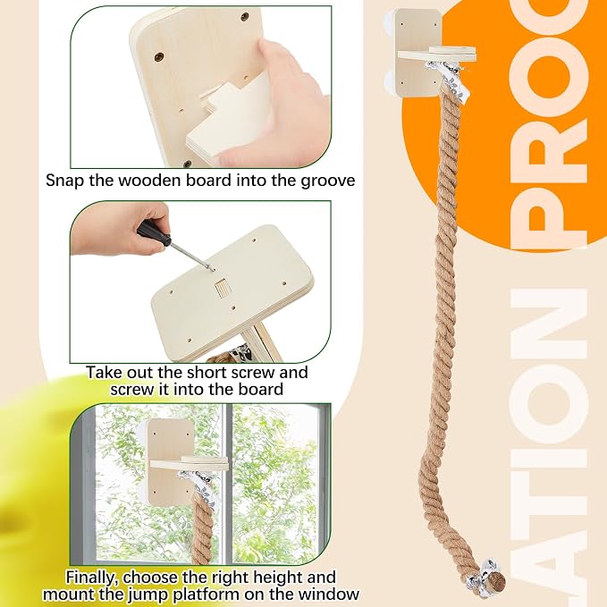 Weysat Cat Climbing Rope 2 Pcs Window Perch - Image 3