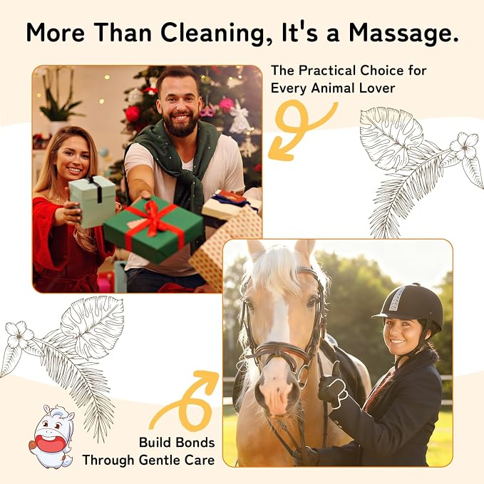 Deshedding Grooming Tool for Horses, Cats & Dogs Ergonomic Design Wooden Groom - Image 4