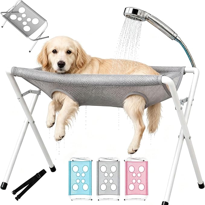 Pet Dog Bath Hammock, Cat Shower Grooming Table Hammock with Foldable Stand by Unknown