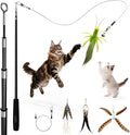uahpet Natural Feather Cat Toy, Interactive Wand Toy by uahpet