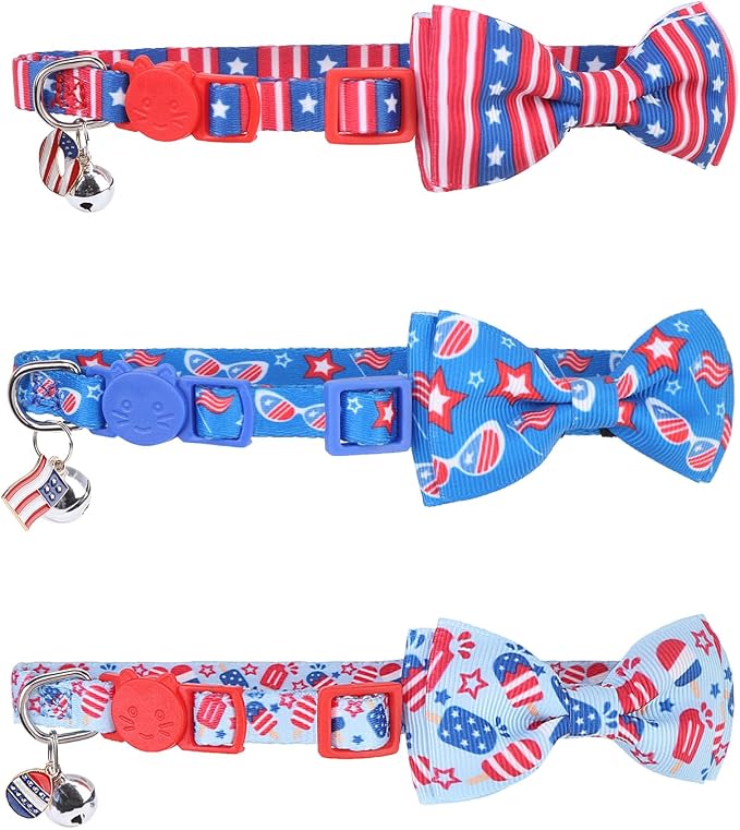 PUPTECK Independence Day Bow Tie Cat Collar by PUPTECK