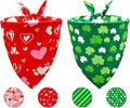 Valentine's & St. Patrick's Day Dog Bandana Set 2PCS-Large, Holiday Party by CozyHaus