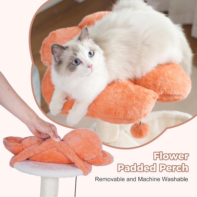 Flower Cat Tree 34" Scratching Post Small Cat Tower - Image 3