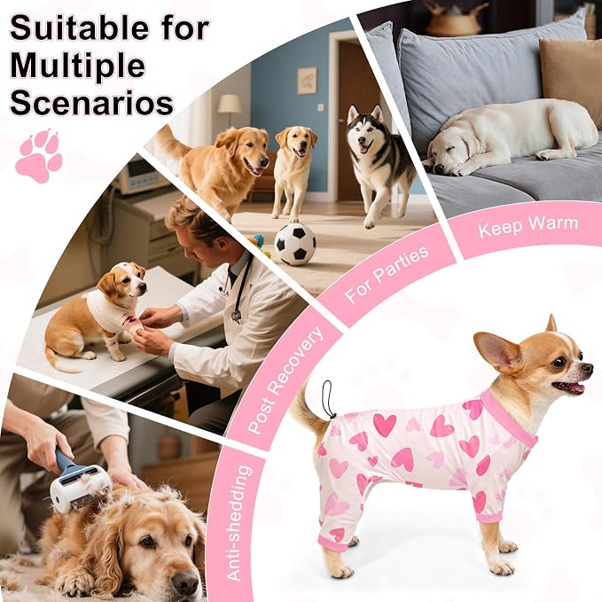 Bienbee Dog Pajamas, 4 Pack Dog Recovery Suit Shedding Suit Cute Soft Puppy - Image 7
