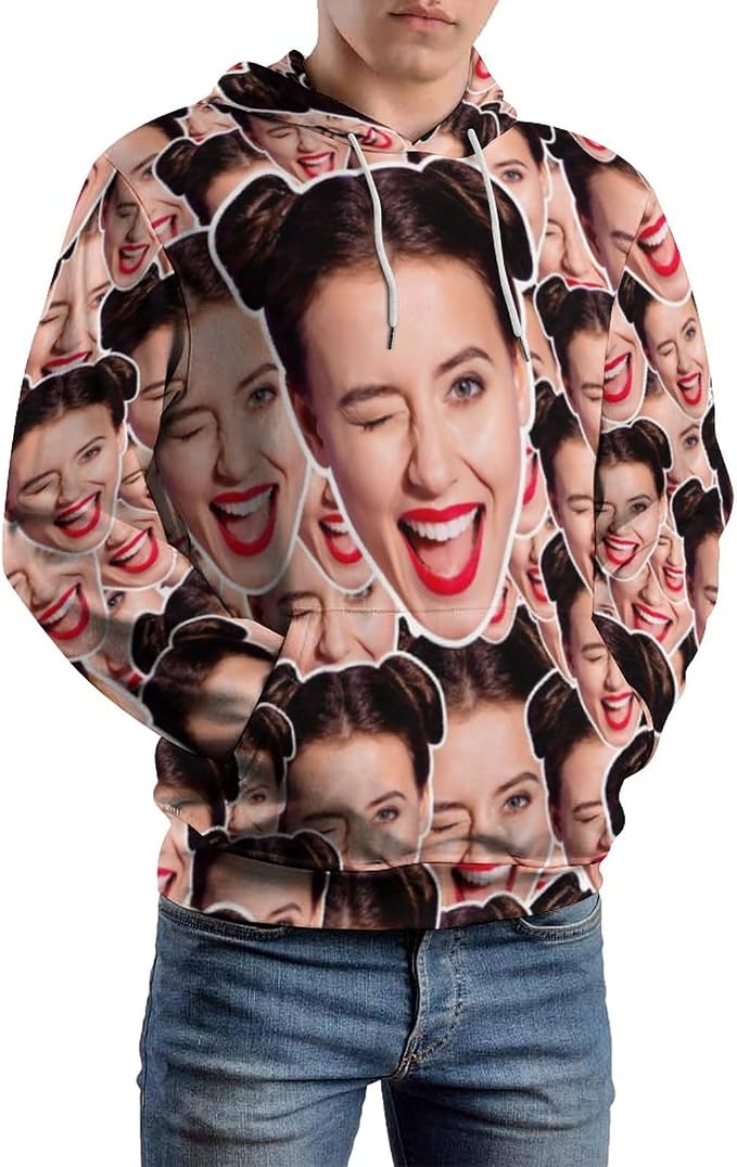 Artsadd Custom Face Unisex athletic Pockets Sweatshirt Loose Hoodie Custom - Image 2