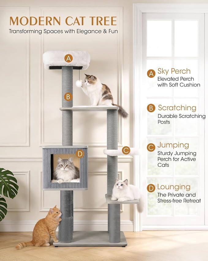 Maine Coon Cat Tree for Large Cats, Modern Cat Tree Tower - Image 2