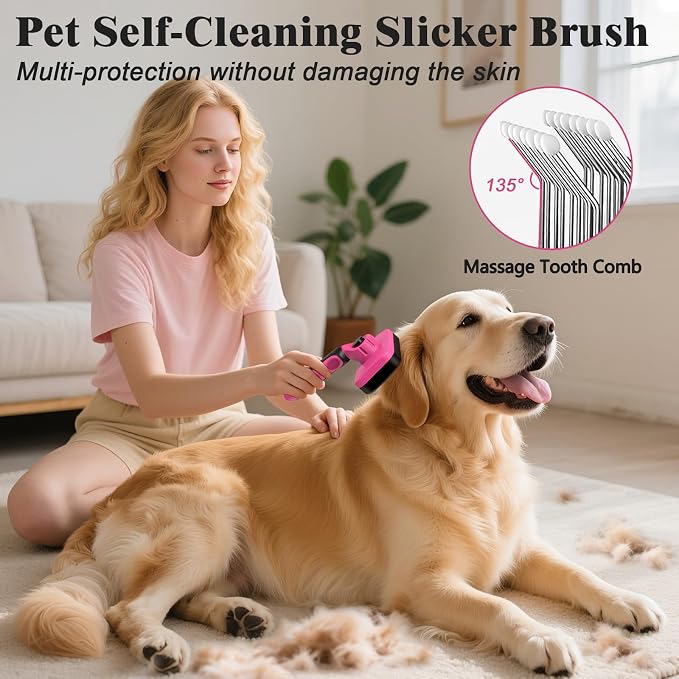 2PCS Self Cleaning Slicker Brush & Dog Comb - Image 2