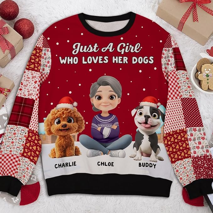 Wrappiness A Girl And Her Dog Christmas Sweatshirt - Image 5