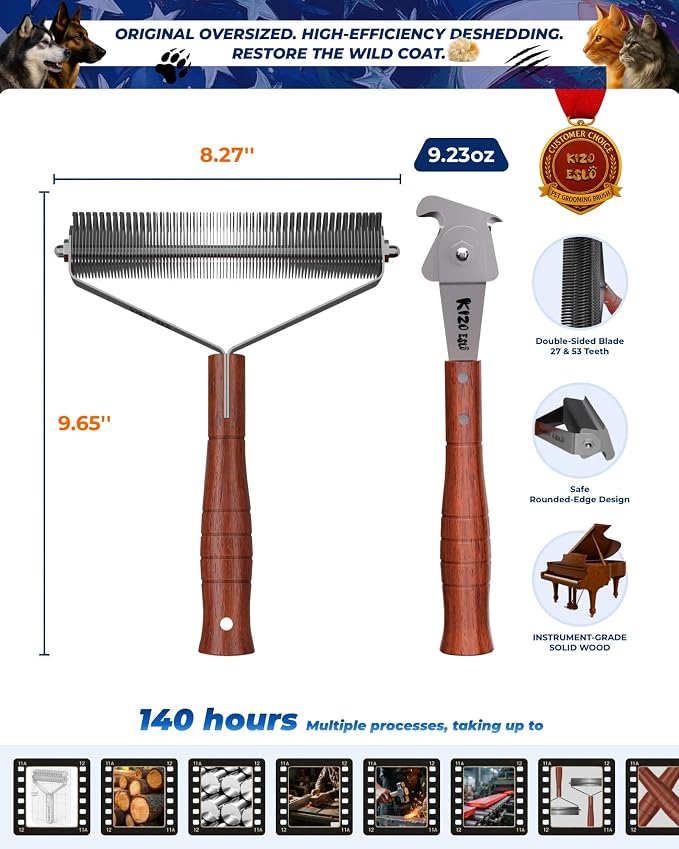 Extra Large 2-Sided Dog Brush For Shedding Undercoat Rake for Dogs & Cats & - Image 7