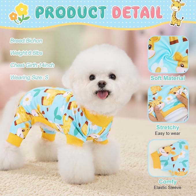 XPUDAC 4 Pieces Dog Pajamas for Small Medium Sized Dogs Stretchable Dog Pjs - Image 2