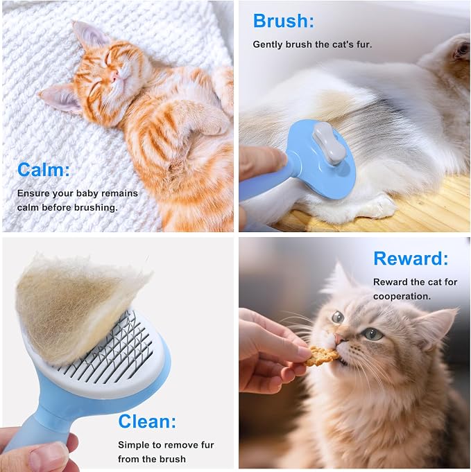 Cat Hair Brush, Cats Brushes for Shedding, Soft Silicone Self Cleaning Brush - Image 2