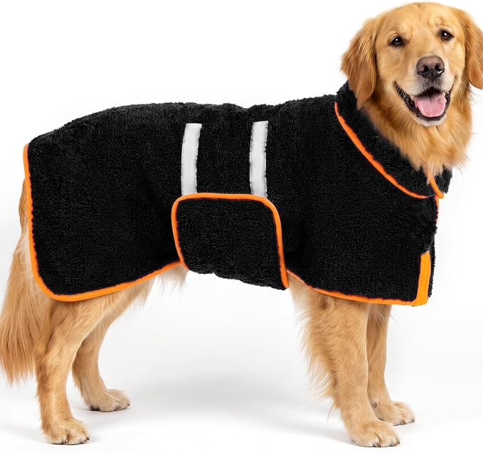 Bienbee Dog Bathrobe, Super Absorbent for Small to Large Dogs, Black XL by Bienbee