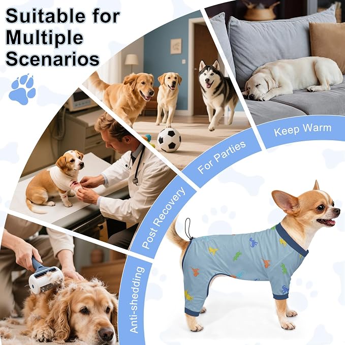 Bienbee Dog Pajamas, 4 Pack Dog Recovery Suit Shedding Suit Cute Soft Puppy - Image 7