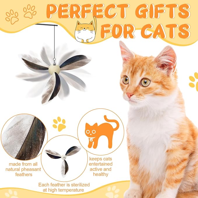 8 Pcs Cat Feather Propeller Refills Propeller Interactive Cat Toy Refills - Image 3