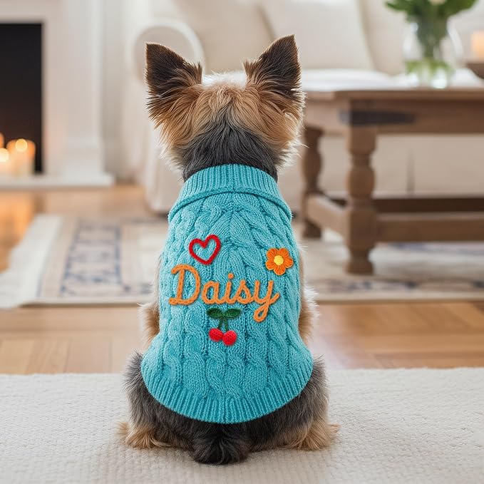 Personalized Hand Embroidered Dog Sweater, Custom Christmas Dogs Cats Sweater - Image 4