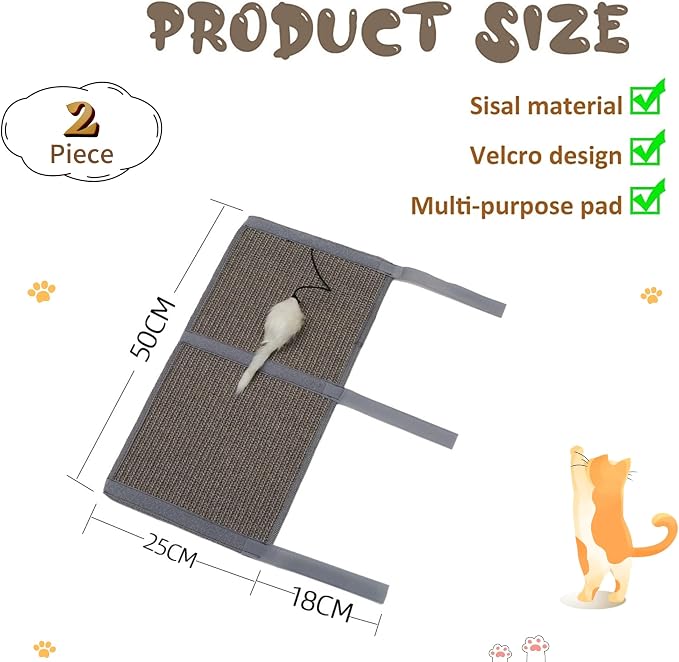 JanYoo 2 Pieces Cat Scratcher Cat Furniture Table Leg Protectors Sisal Cat - Image 2