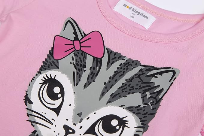 Mud Kingdom Little Girls Dresses Cotton Summer Holiday Cute Cat Dress Short - Image 4