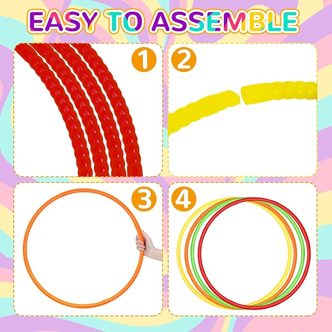 Sratte 12 Pcs Toy Hoop for Kid Detachable Adjustable Toy Hoop Colored Exercise - Image 2