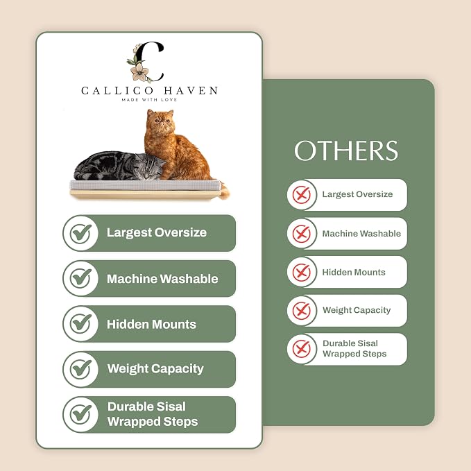 Extra Large 23.6”x12.6” CALLICO HAVEN- Stylish Cat Wall Shelves - Image 9