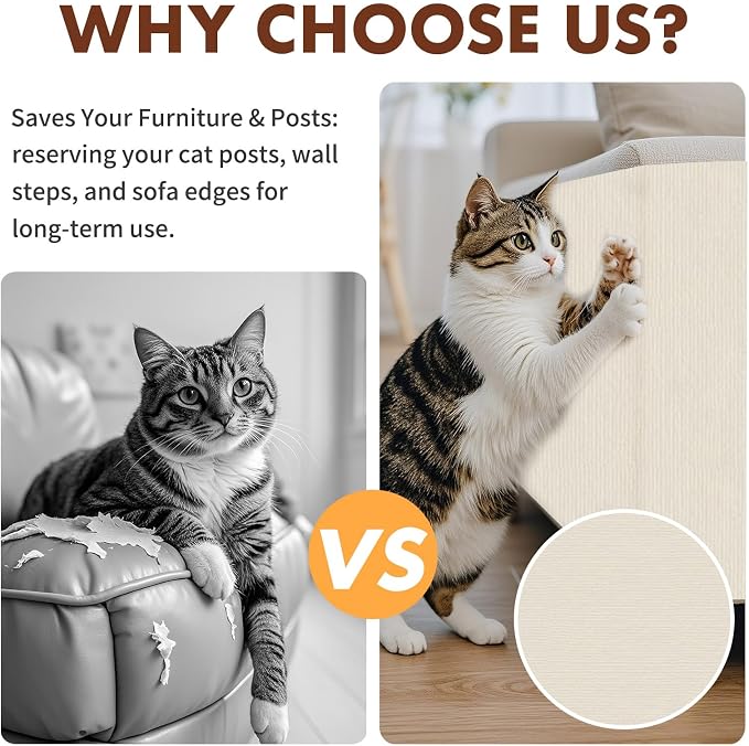 PowerKing Cat Scratch Furniture Protector, 78.7"x15.8" Self-Adhesive Cat - Image 3