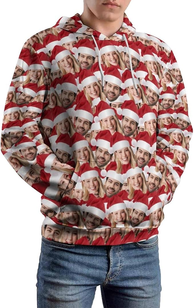Artsadd Custom Face Unisex athletic Pockets Sweatshirt Loose Hoodie Custom - Image 6