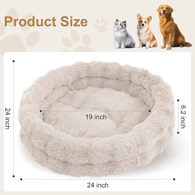 Cat Beds for Indoor Cats, Washable Round Beds for Small Dog and Cats, Soft - Image 3