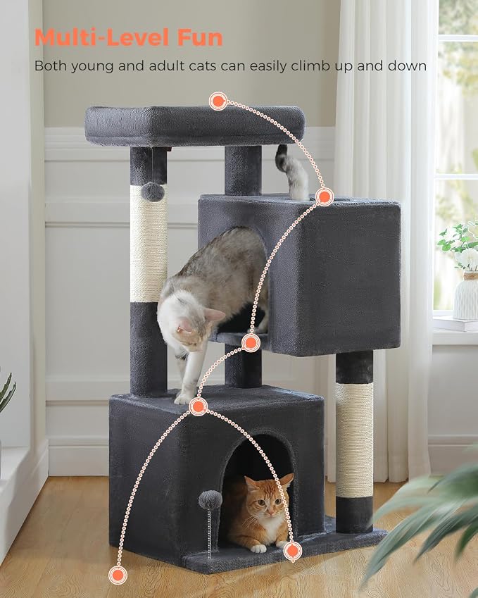 XL Cat Tower 44" Cat Tree for Large Cats 20 lbs+, 2 Spacious Condos - Image 7