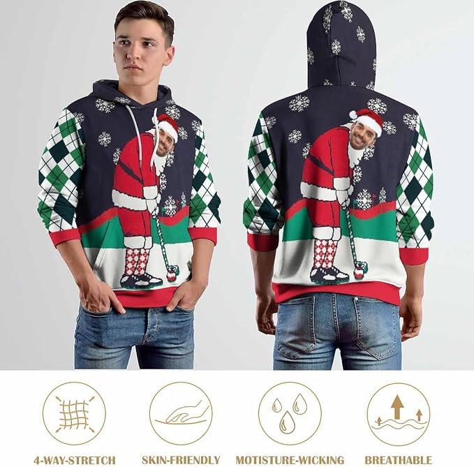 Artsadd Custom Face Unisex athletic Pockets Sweatshirt Loose Hoodie Custom - Image 7