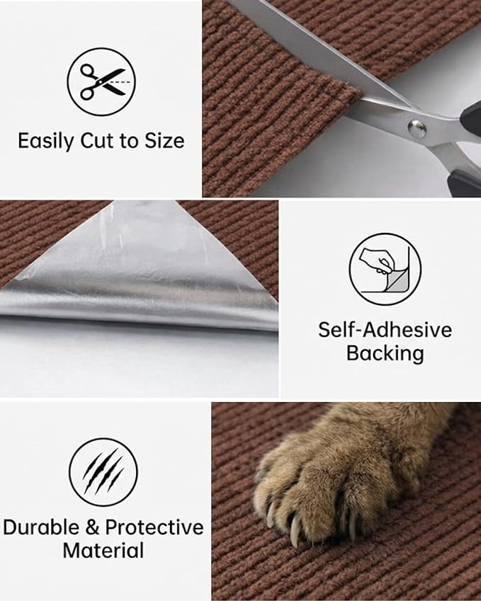 Trimmable Self-Adhesive Cat Scratch Mat, DIY Climb Scratcher - Image 3