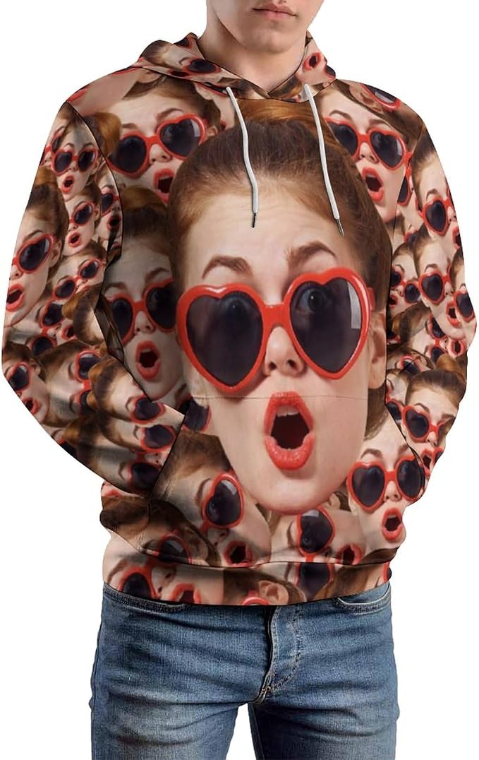Artsadd Custom Face Unisex athletic Pockets Sweatshirt Loose Hoodie Custom - Image 2