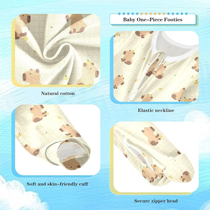 Baby Sleepers For Girl Boys Newborn Baby Play One-Piece Footies For 0-24 Months - Image 5